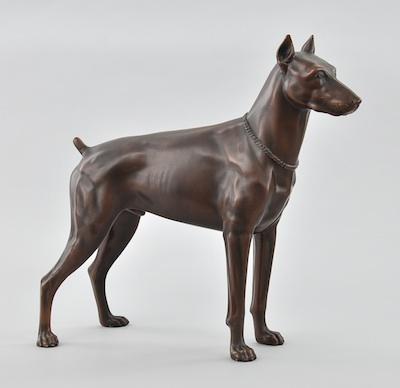 Appraisal: Copper Figurine of a Doberman The naturalistically formed figurine cast