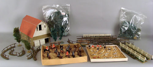 Appraisal: Elaborate model farm with fox hunting figures