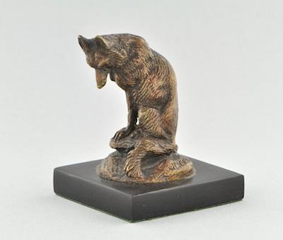 Appraisal: After Jules Moigniez French - Seated fox Miniature bronze with