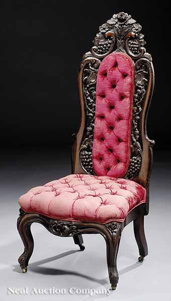 Appraisal: An American Rococo Carved and Laminated Rosewood Slipper Chair mid-