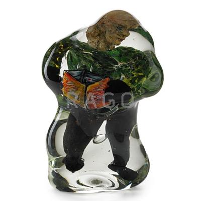 Appraisal: DAVID HOPPER b Encased glass figural sculpture ca Signed and