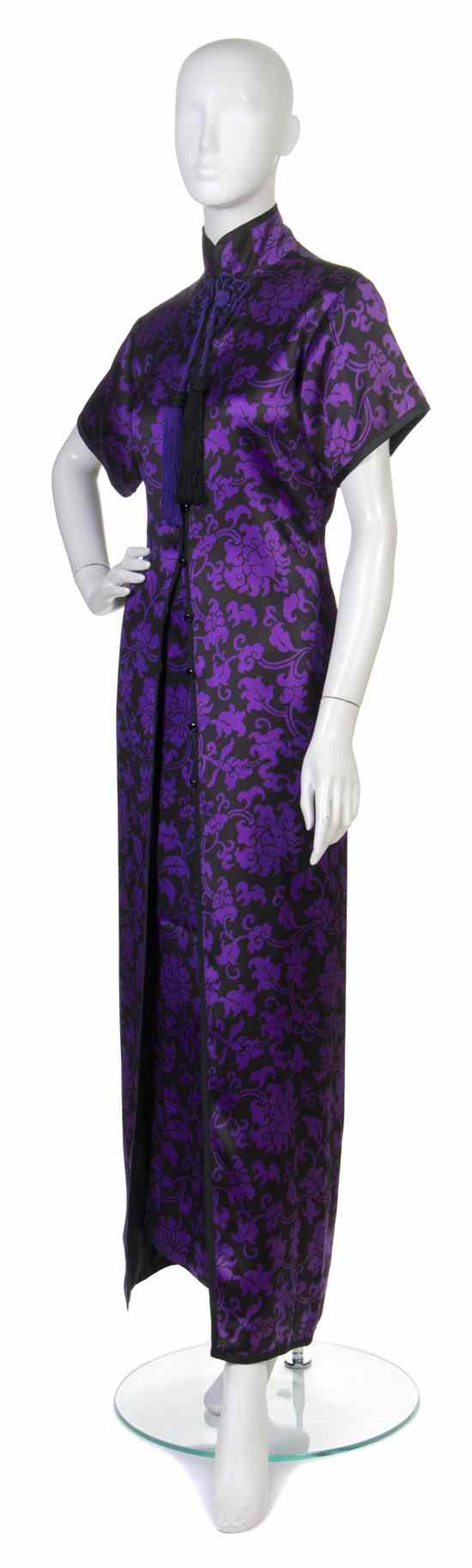 Appraisal: An Yves Saint Laurent Black and Purple Silk Oriental Ensemble