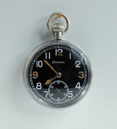 Appraisal: Helvetia Military pocket watch with black dial marked to the