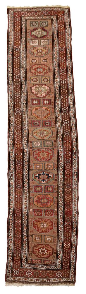 Appraisal: Persian Tribal Runner early th century octagonal medallions tan field