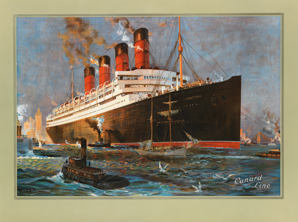 Appraisal: ODIN ROSENVINGE - CUNARD LINE AQUITANIA x inches x cm