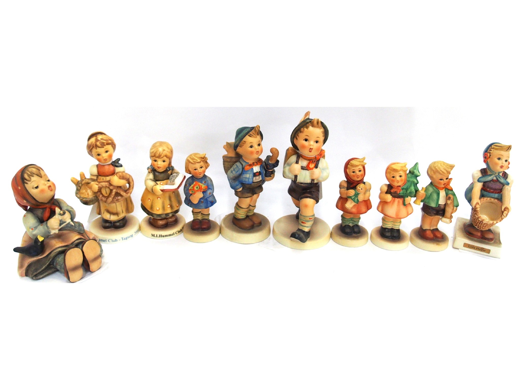 Appraisal: Ten Hummel figures comprising Little Helper TMK Happy Pastime TMK