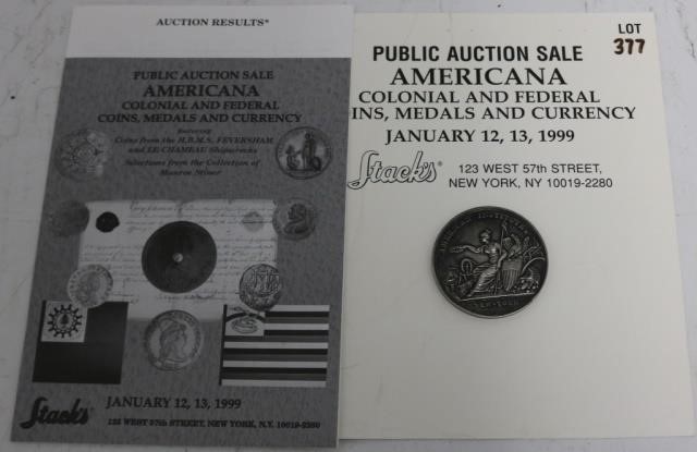 Appraisal: COMMEMORATIVE SILVER MEDAL FROM THE AMERICANINSTITUTE OF NEW YORK AWARDED