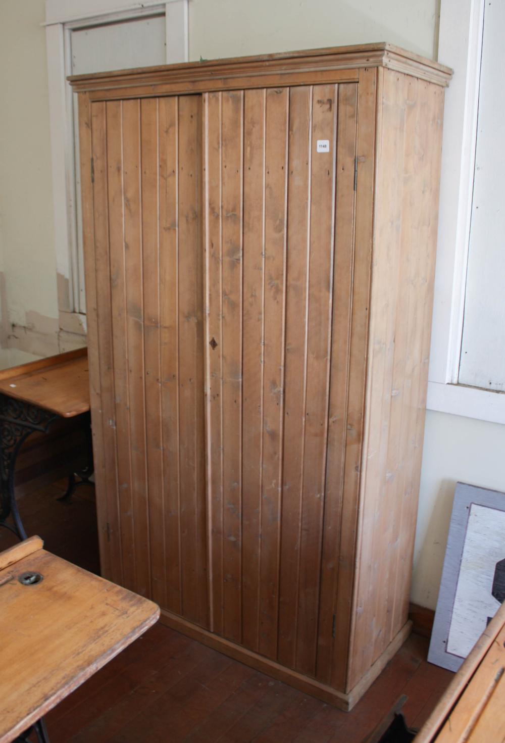 Appraisal: DOUBLE-DOOR PINE WARDROBE H x W x D