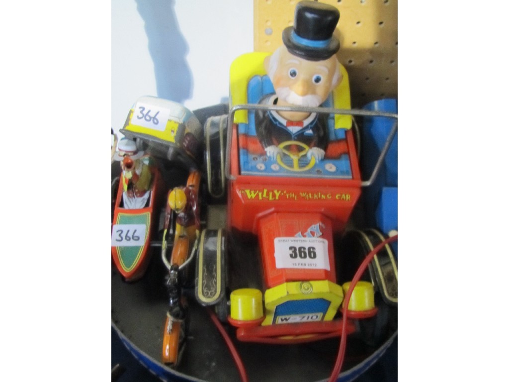 Appraisal: Lot comprising 'Willy The Walking Car' toy a motorcycle and