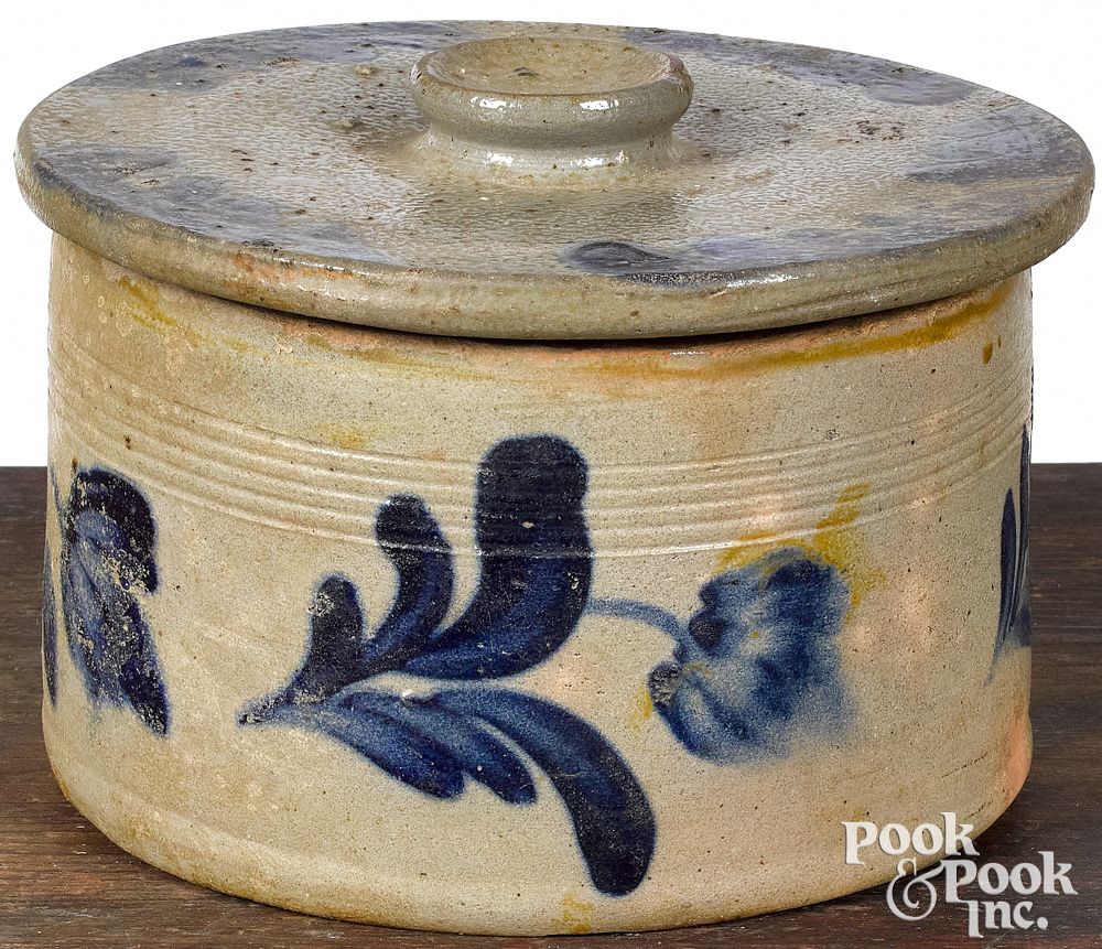 Appraisal: Stoneware lidded crock th c Stoneware lidded crock th c