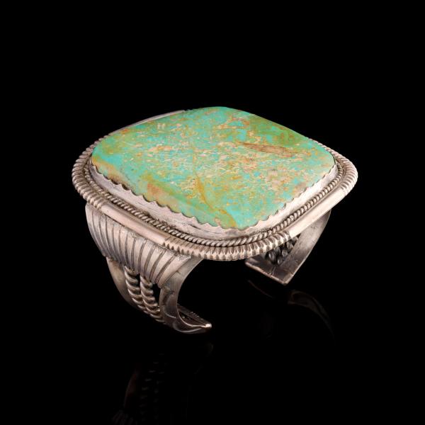 Appraisal: A FINE AND LARGE MEN'S CUFF WITH ROYSTON TURQUOISEThe substantial