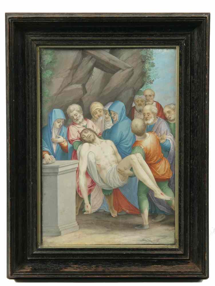 Appraisal: TEMPERA ON PAPER LAID TO BOARD - 'The Entombment of