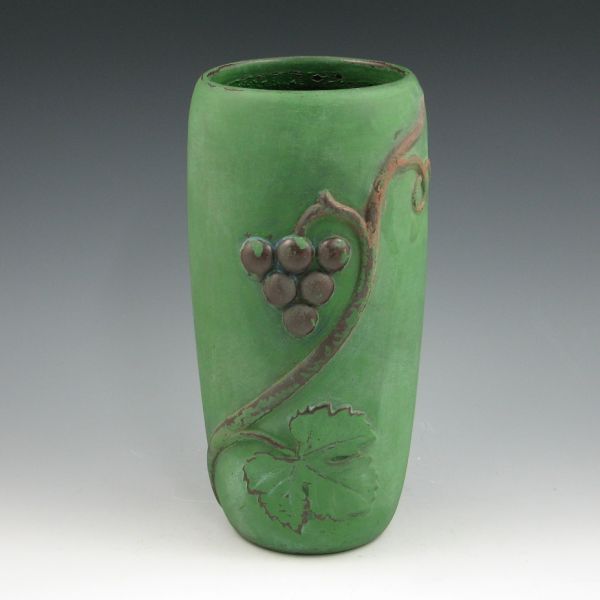 Appraisal: Very nice vase with grapevine motif in brown with a