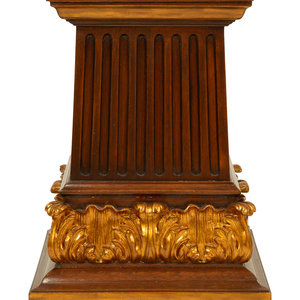 Appraisal: A Neoclassical Style Carved and Parcel Gilt Mahogany Pedestal TH