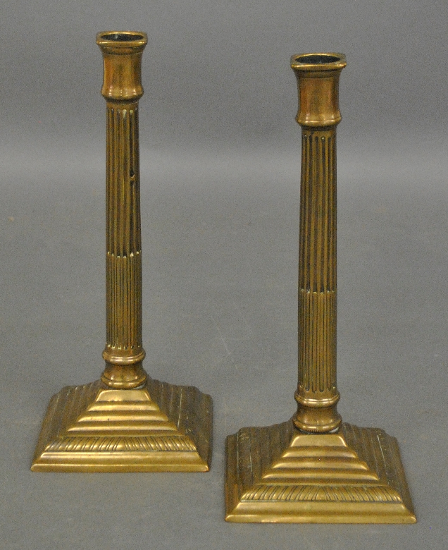 Appraisal: - Pair of English Chippendale bell metal candlesticks th c