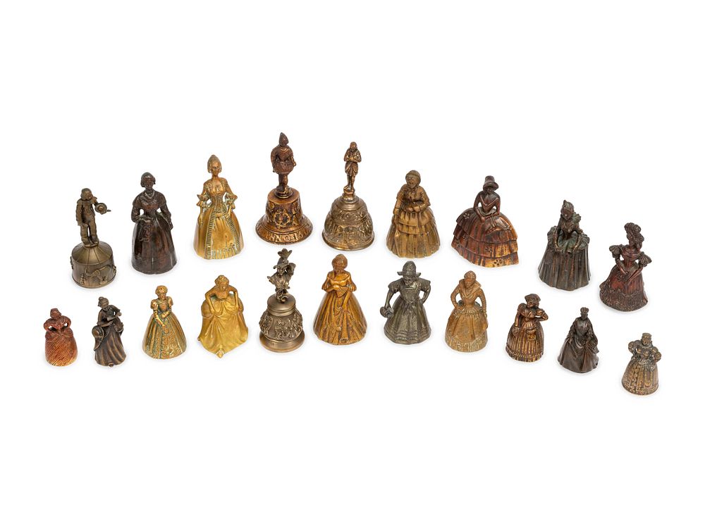 Appraisal: A Collection of Twenty Continental Bronze Figural Bells A Collection