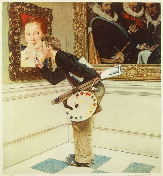 Appraisal: Norman Rockwell The Art Critic Color offset lithograph signed in