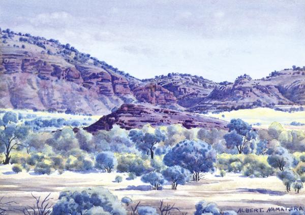 Appraisal: ALBERT NAMATJIRA - Tent Hill Gully watercolour ALBERT NAMATJIRA -