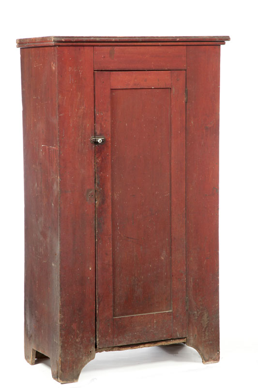 Appraisal: JELLY CUPBOARD American mid th century pine Original red paint