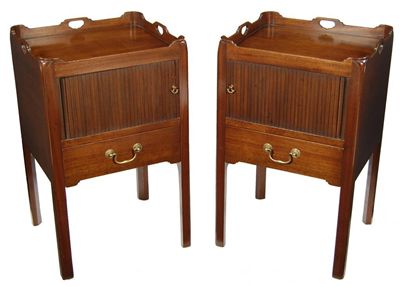 Appraisal: A pair of George III style mahogany 'tray top' bedside