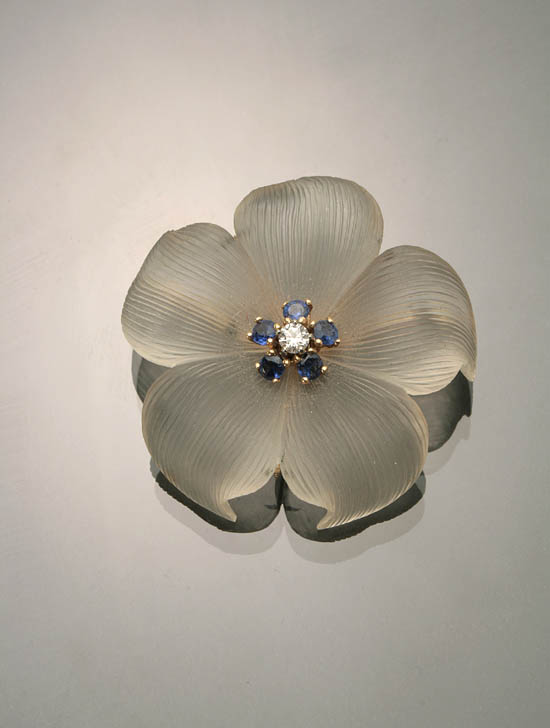 Appraisal: -Karat Yellow-Gold Crystal Diamond and Blue Sapphire 'Pansy' Brooch Tiffany