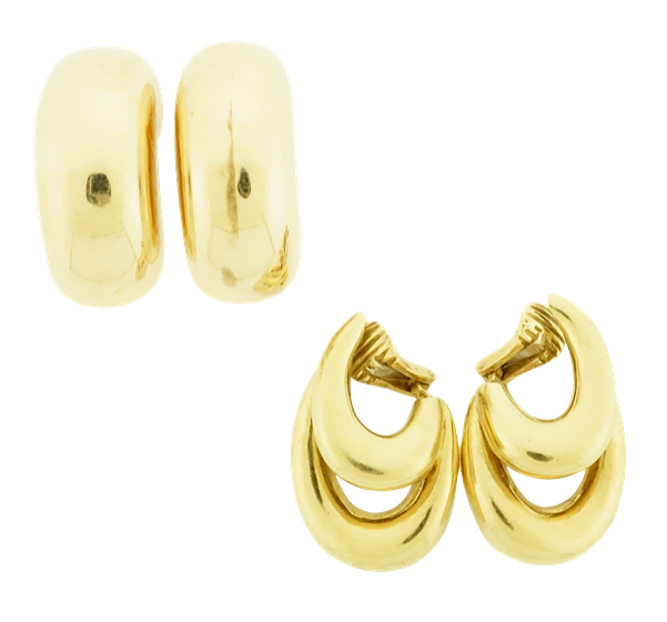 Appraisal: Two Pairs of Fourteen Karat Yellow Gold Earrings Lot Two