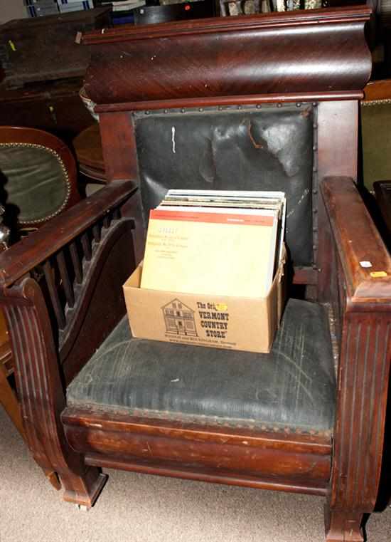 Appraisal: Victorian walnut armchair and box of records Estimate - All