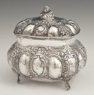 Appraisal: Continental Silver Tea Caddy th c with r Continental Silver