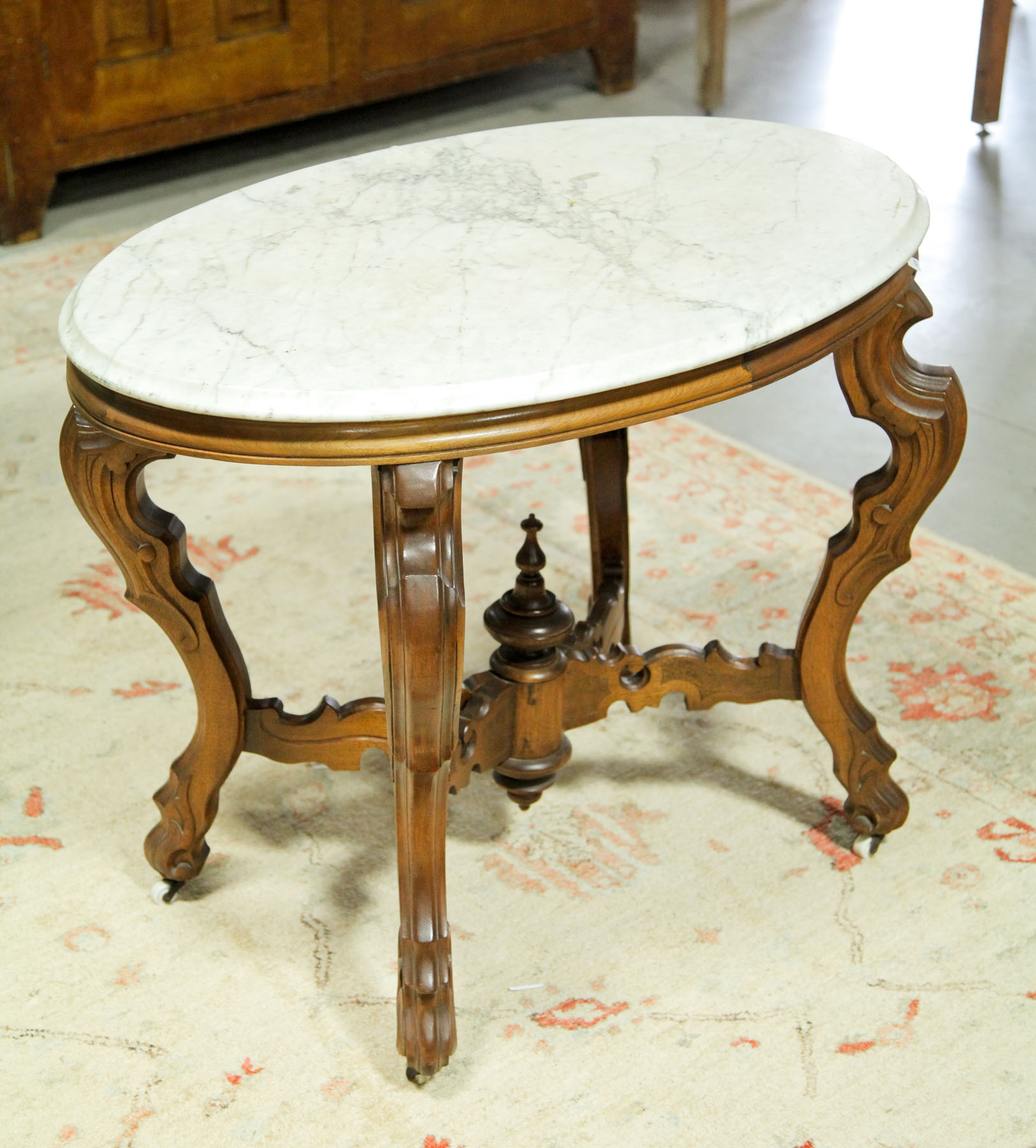 Appraisal: VICTORIAN PARLOR TABLE American late th century Oval marble top