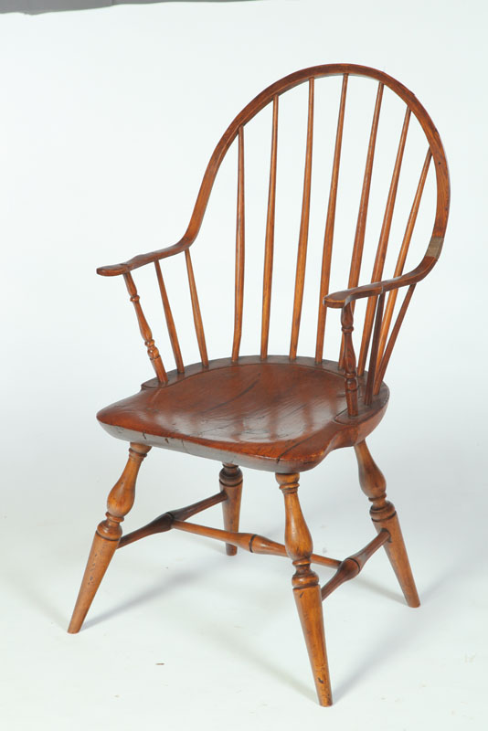 Appraisal: TWO CONTINUOUS-ARM WINDSOR CHAIRS American late th-early th century mixed