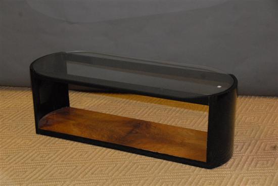 Appraisal: GLASS TOP MODERN COFFEE TABLE WITH WOOD BOTTOM