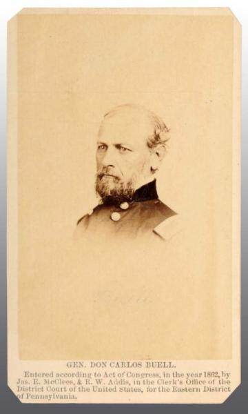 Appraisal: General Don Carlos Buell CDV Description Cameo view Act of