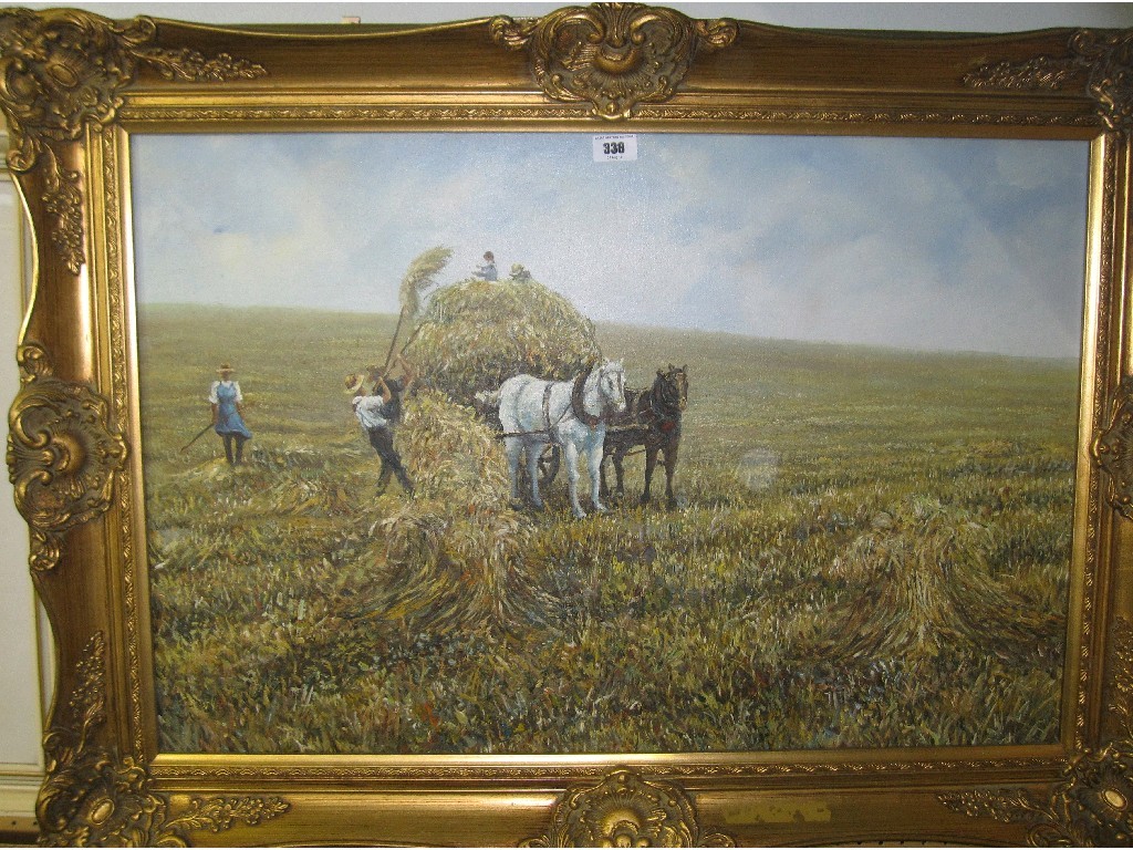 Appraisal: Oil on canvas 'Harvest Time' unsigned