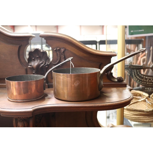 Appraisal: Two French copper saucepans approx cm Dia and smaller