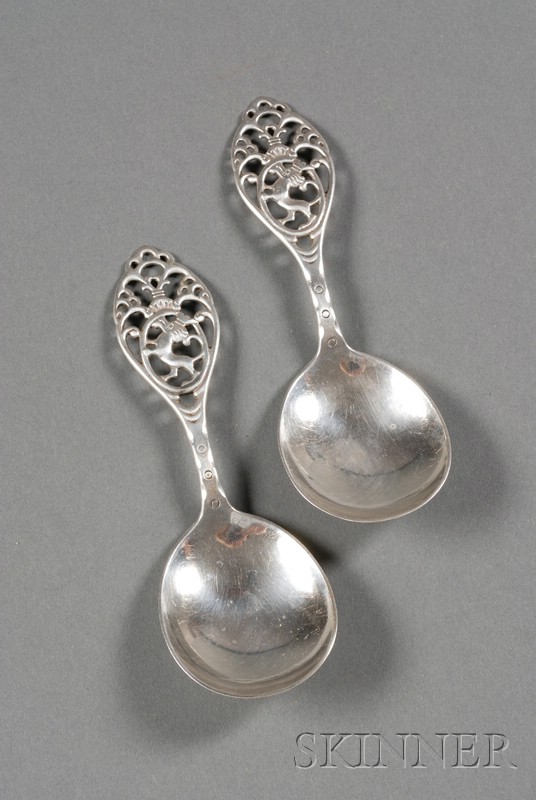 Appraisal: Pair of Norwegian Silver Serving Spoons Bergen second quarter th