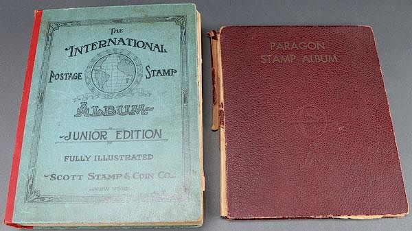 Appraisal: TWO EARLY STAMP ALBUMS TWO EARLY STAMP ALBUMS Comprising the