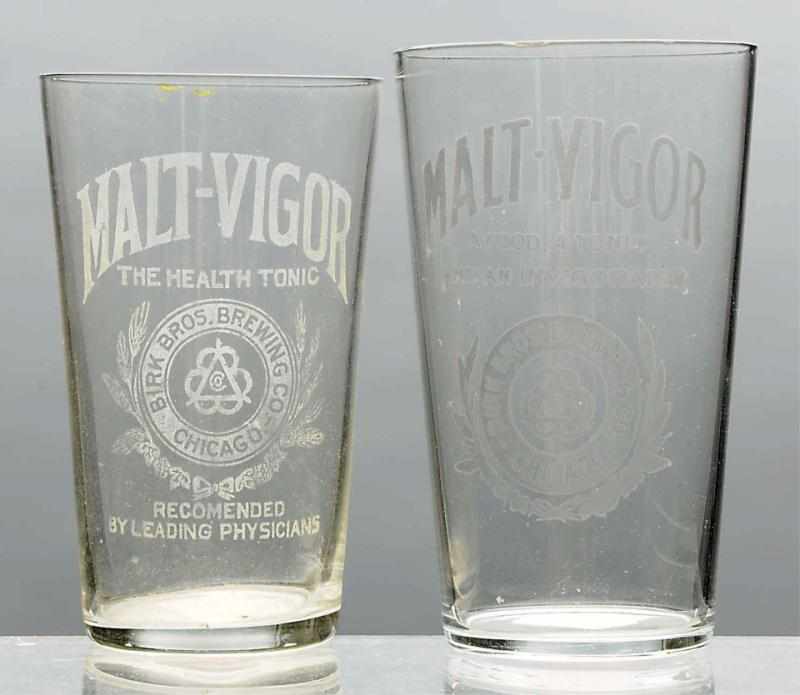 Appraisal: Lot of Malt Vigor Acid-Etched Beer Glasses Birk Brothers Brewing