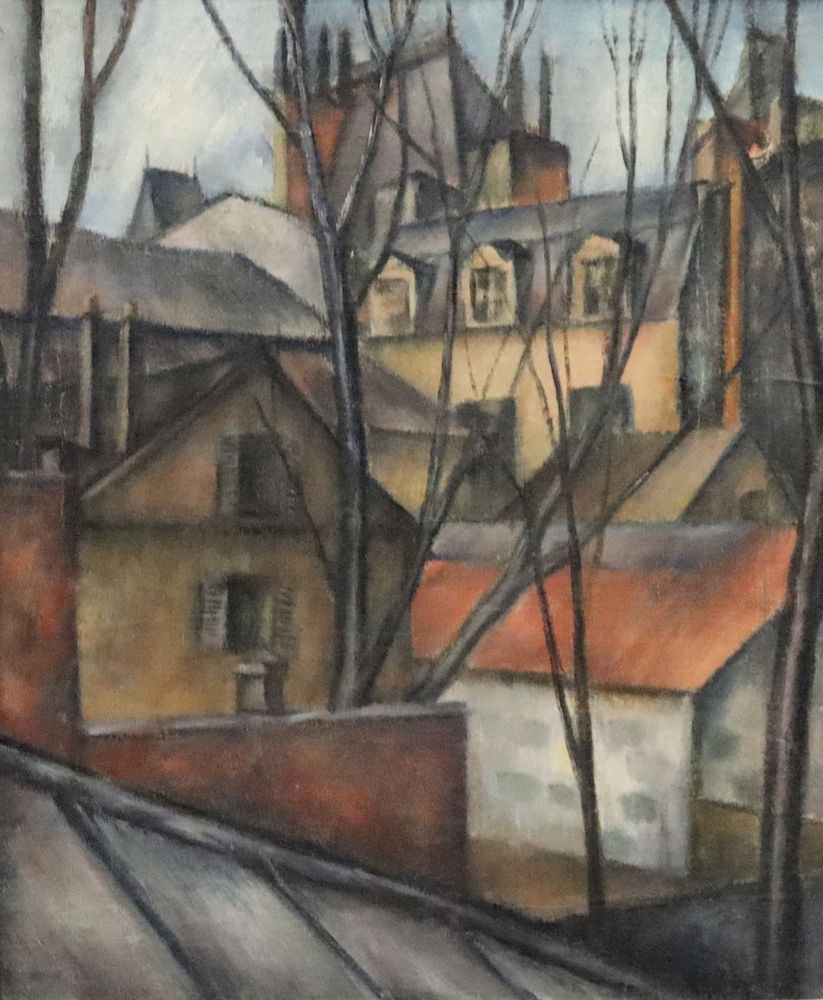 Appraisal: UNSIGNED Oil On Canvas Houses Possibly faint signature lr left