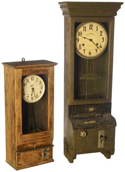 Appraisal: TIME CLOCKS Simplex oak case time-clock together with a United