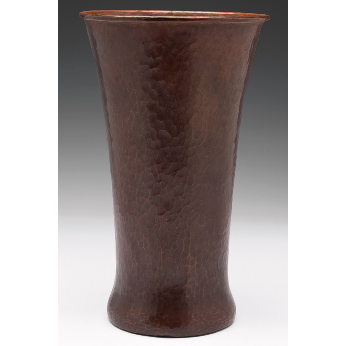 Appraisal: Very nice Gustav Stickley vase large flaring shape in hammered