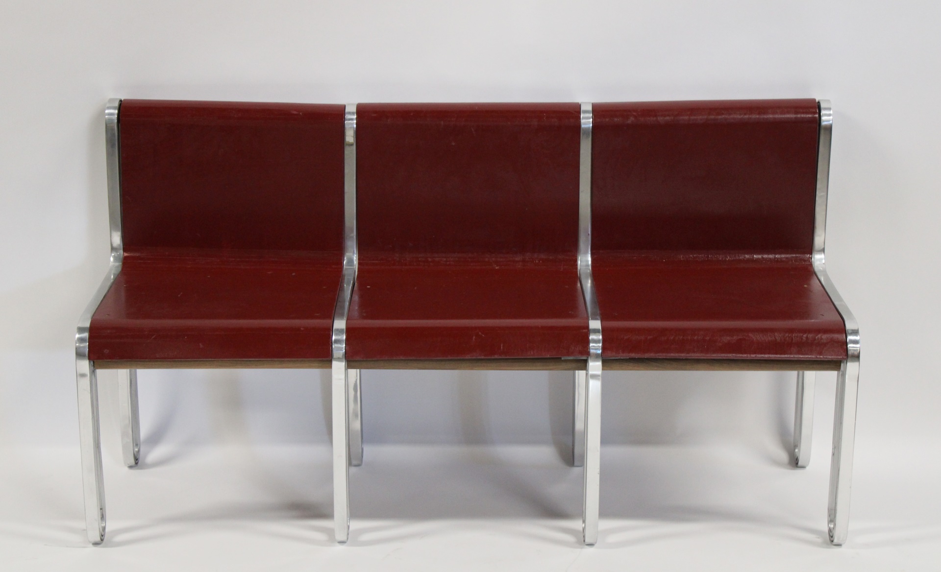 Appraisal: Midcentury Aluminum And Bent Wood Bench Great lines and look