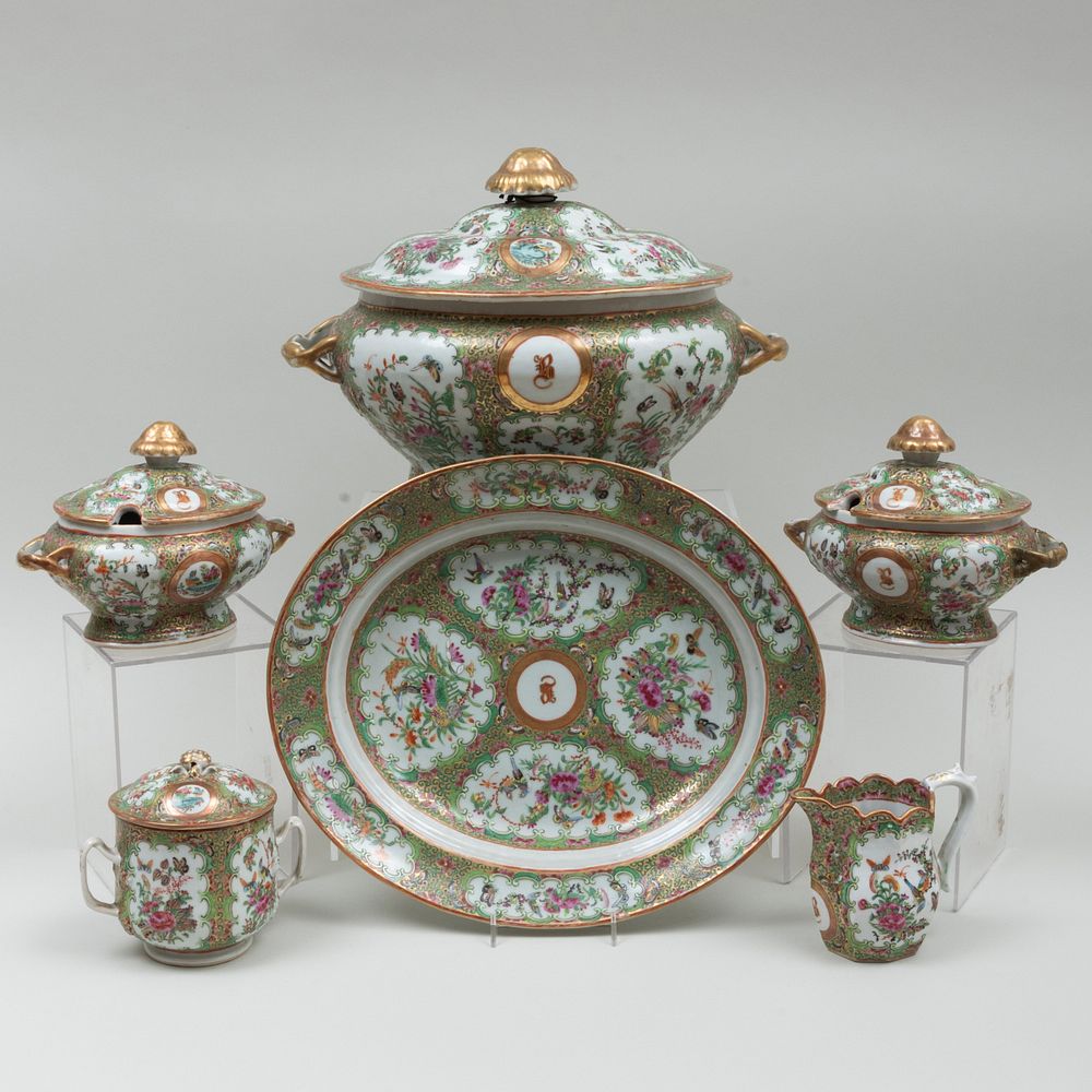 Appraisal: Chinese Export Rose Medallion Porcelain Part Service Monogrammed Comprising A