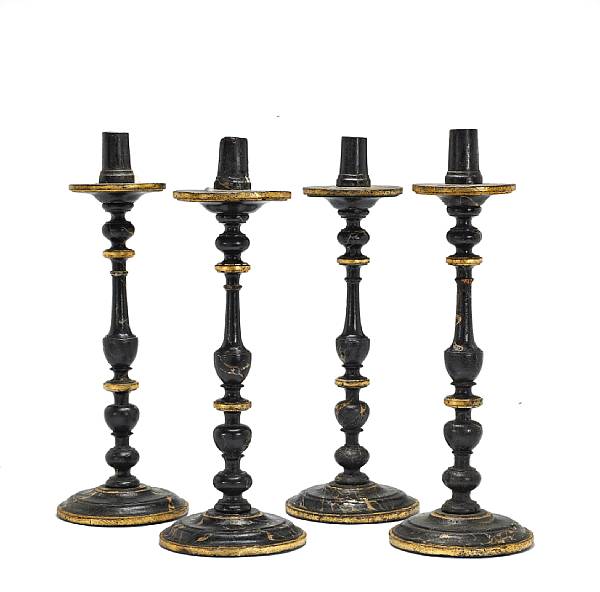 Appraisal: Each knopped elongated baluster standard with cylindrical nozzle raised on