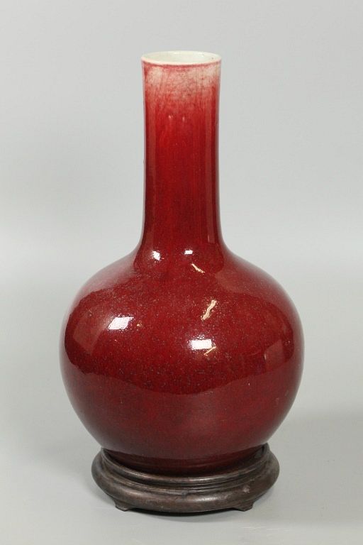 Appraisal: Chinese oxblood porcelain vase possibly th c oxblood glazed bottle