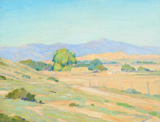 Appraisal: OSCAR BERNINGHAUS - Taos Valley oil on canvasboard x inches