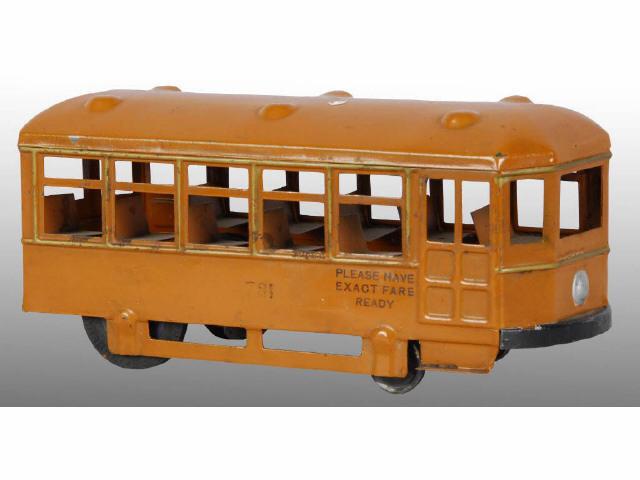 Appraisal: Pressed Steel Kingsbury Wind-Up Trolley Toy Description Wind-up working Rubber