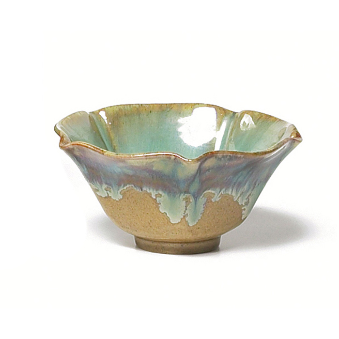 Appraisal: Fulper bowl five-sided form covered in a green brown and