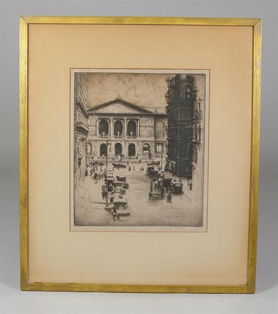 Appraisal: Schneider Otto American - Etching of the facade of the