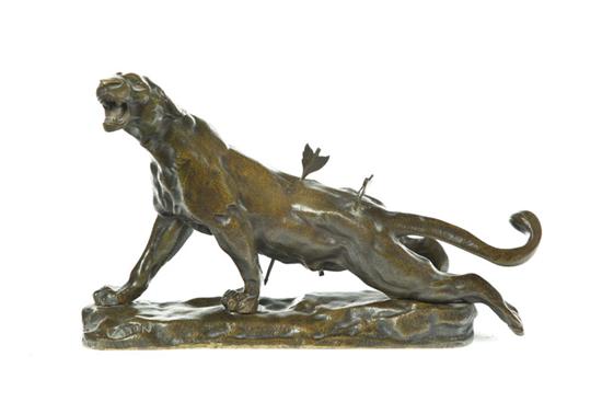 Appraisal: WOUNDED PANTHER AFTER CHARLES VALTON FRANCE - Bronze signed on