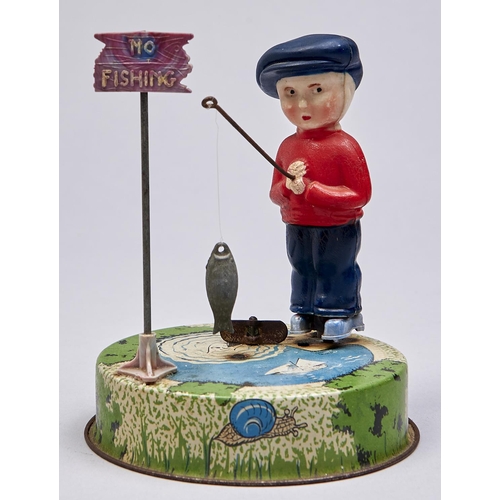 Appraisal: A Mettoy lithographed tinplate and plastic clockwork Billy the Fisherman